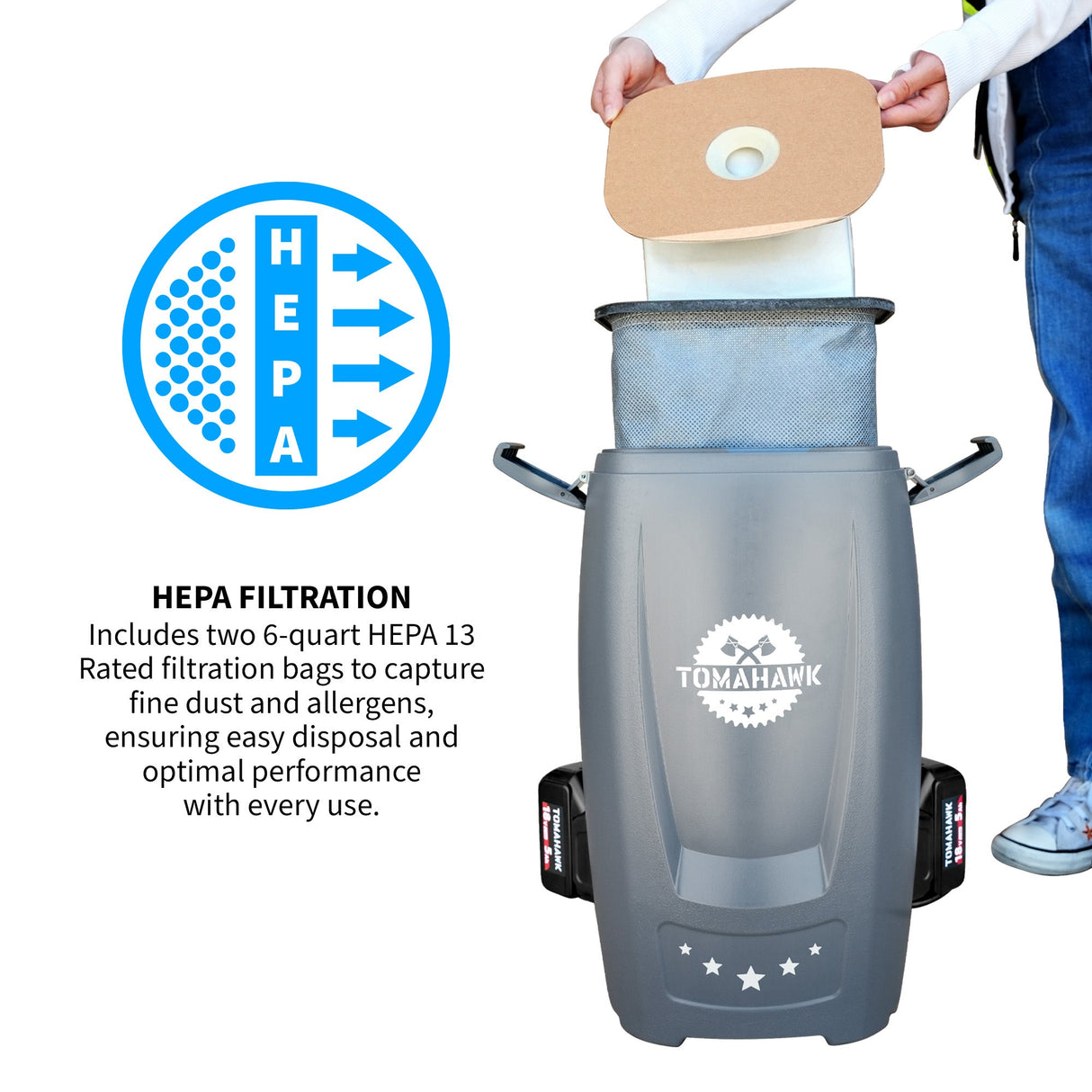 18V Battery Powered Backpack Vacuum 6L