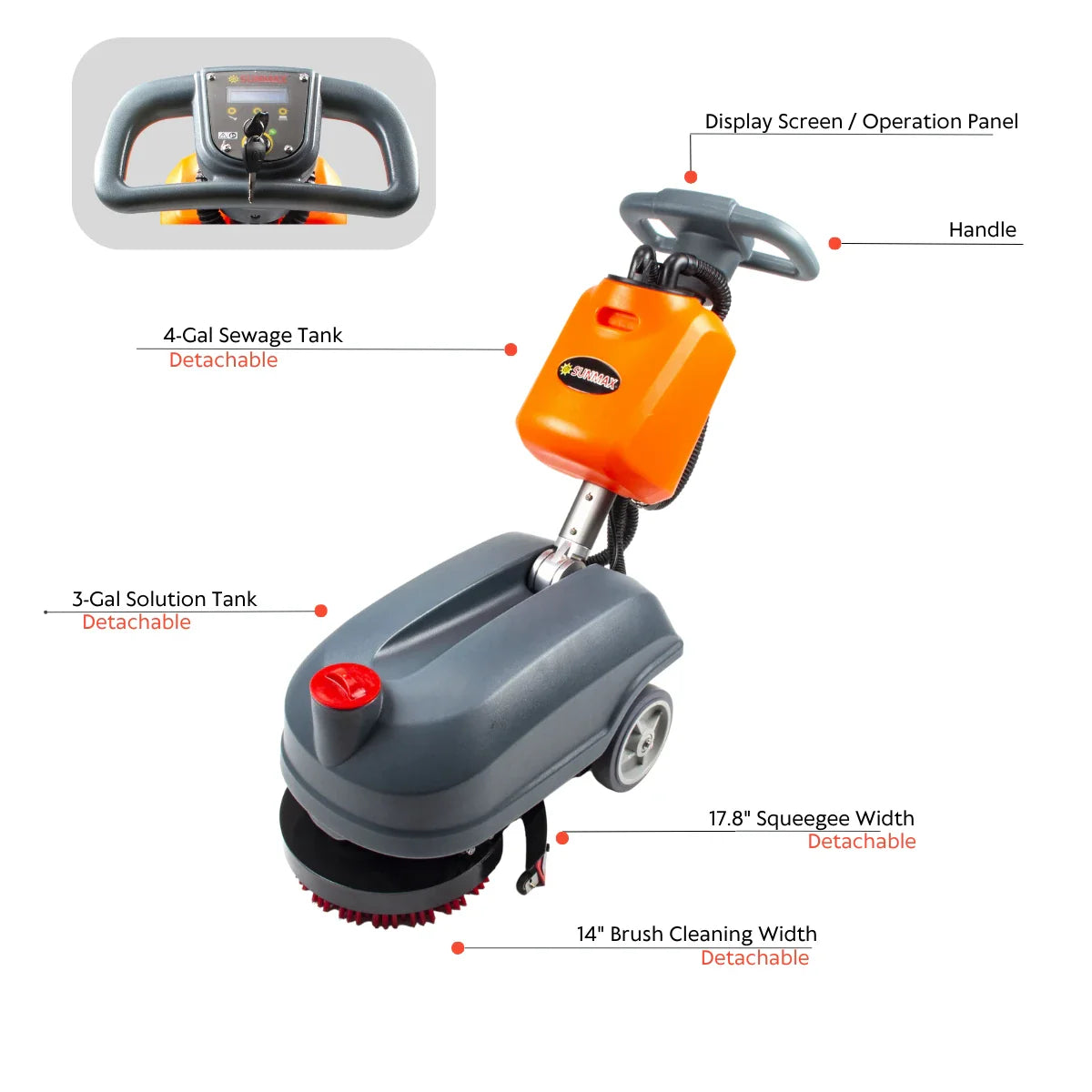 RT15 14" Commercial Compact Floor Scrubber