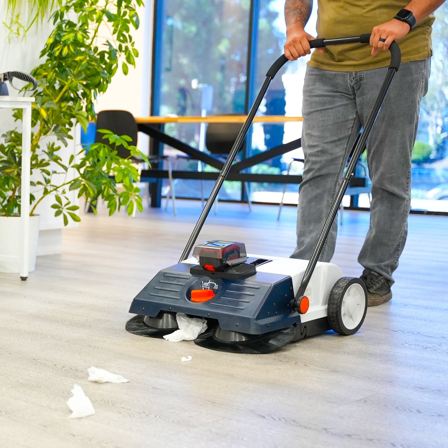 22" Battery Powered Push Sweeper - 18V Lithium-Ion