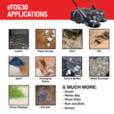30" Battery Powered Push Sweeper with Triple Power Brooms Electric Drive and Dust Suppression Sprayer