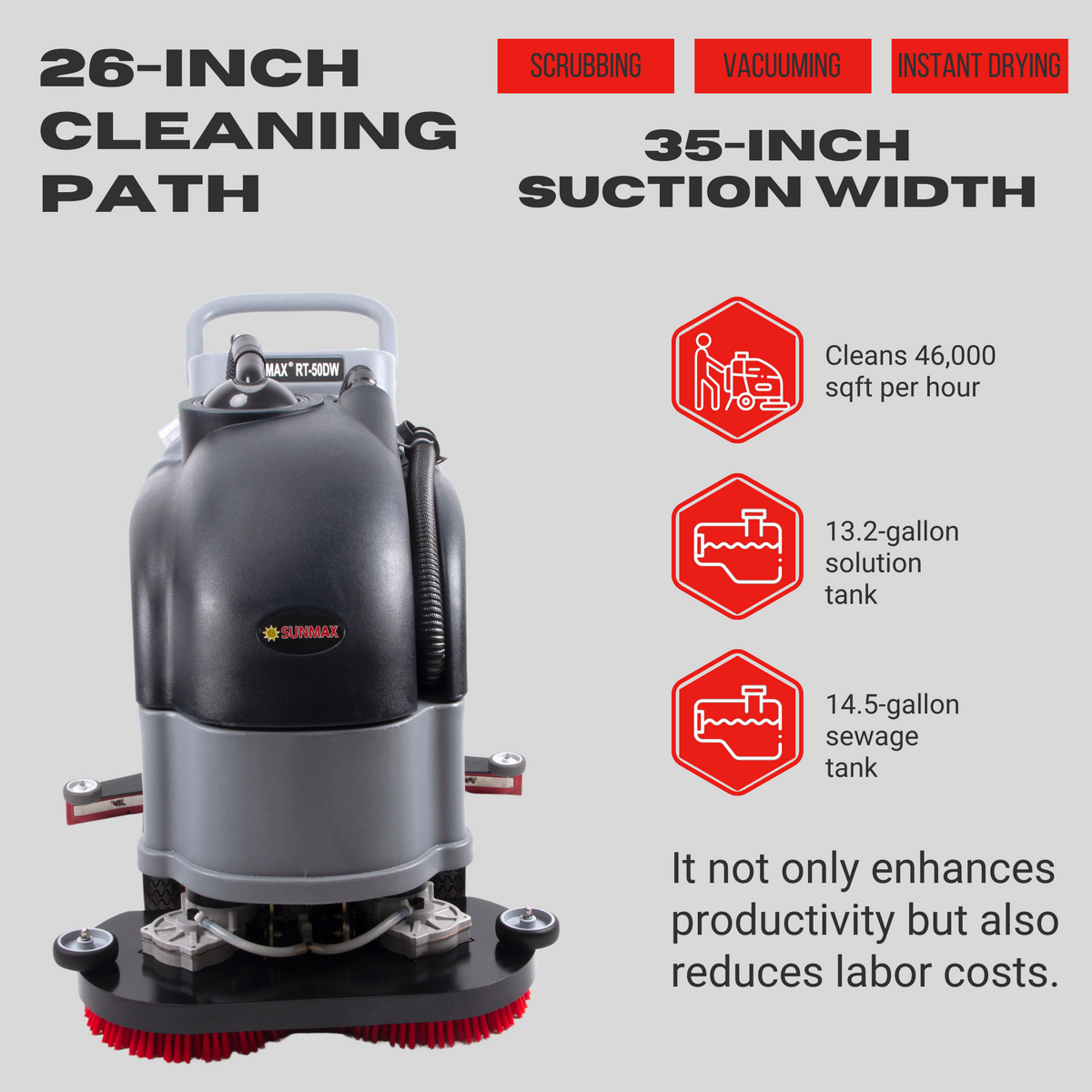 RT50DW 26" Self-Propelled Floor Scrubber