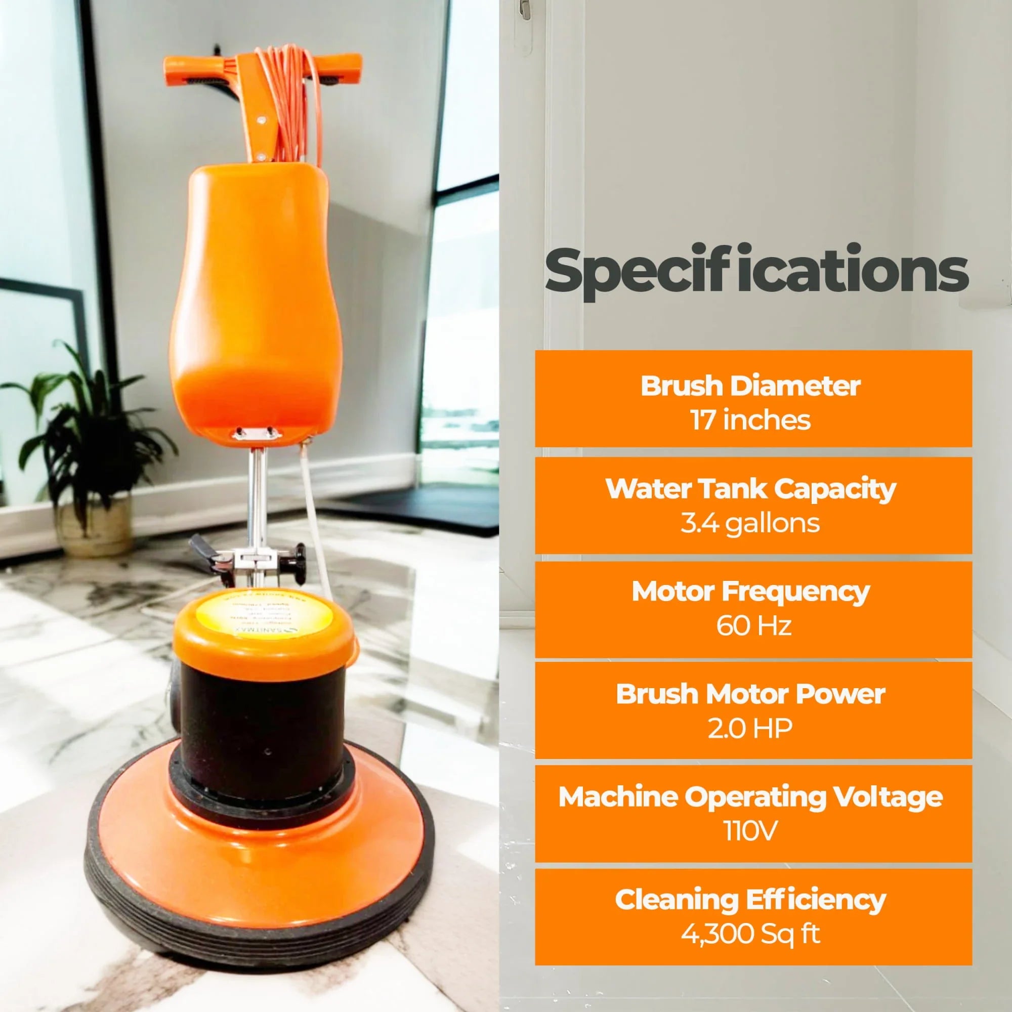 SM421AC 17" Professional Multi-Functional Floor Buffer & Scrubber