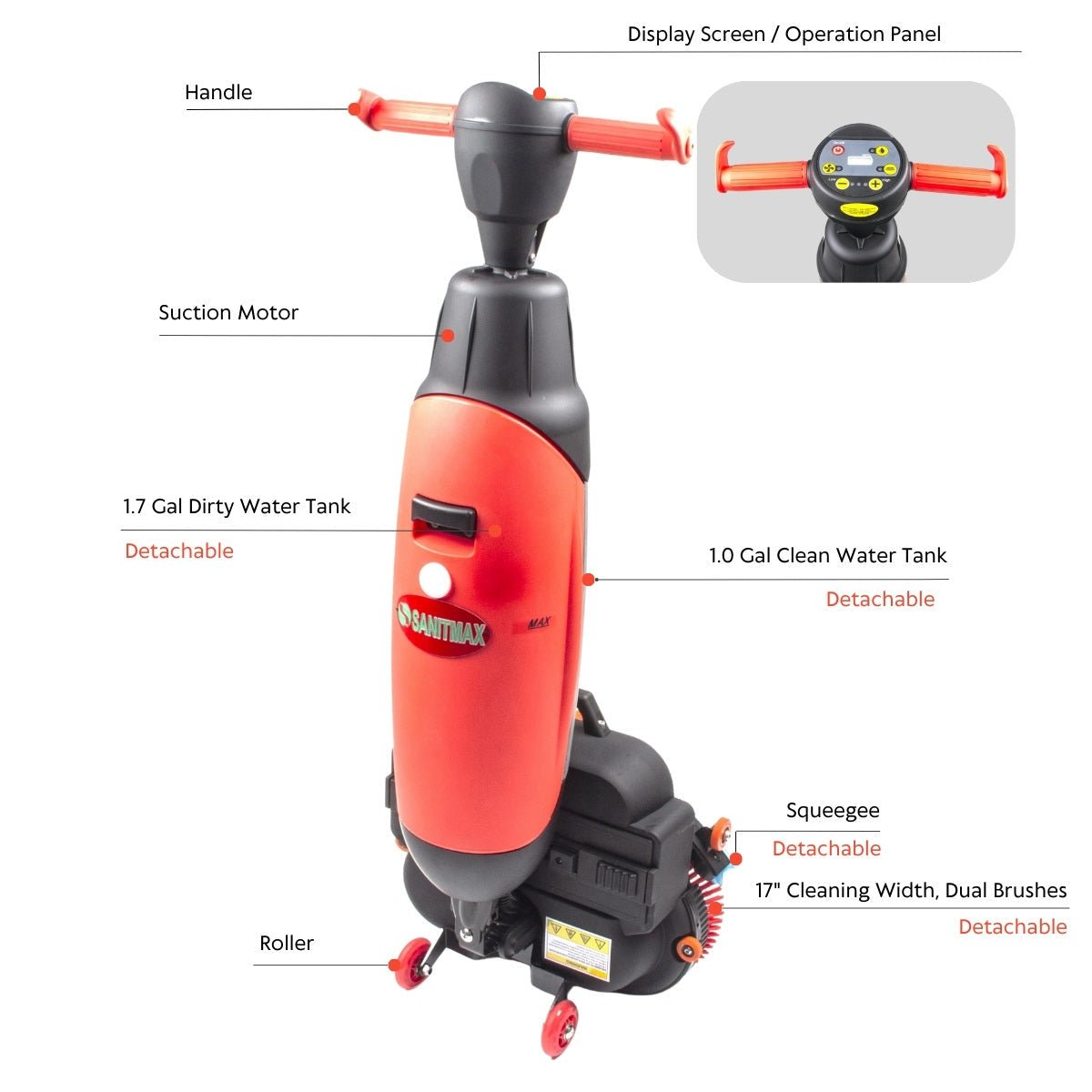 SM430 17" Walk-behind Floor Scrubber