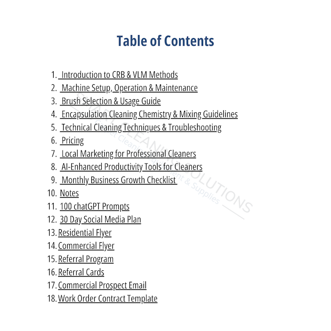 CRB Carpet Cleaning Training eBook | 2025 Business Blueprint (v2.5)