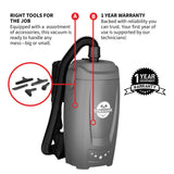 Electric Backpack Vacuum 6 qt