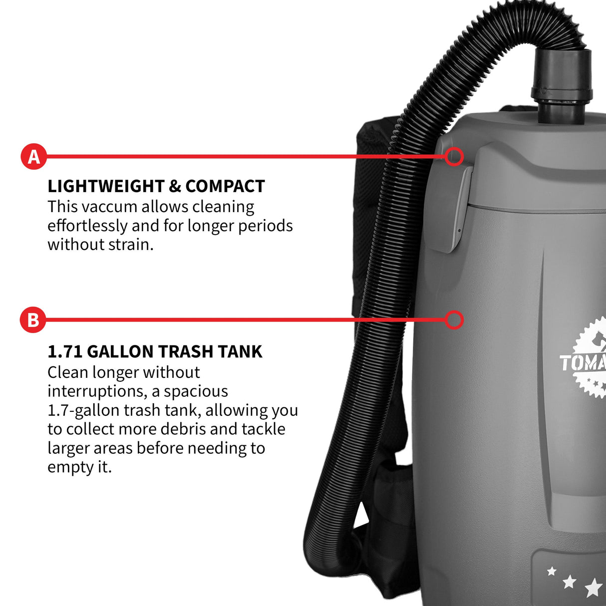 Electric Backpack Vacuum 6 qt