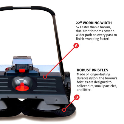 22" Battery Powered Push Sweeper - 18V Lithium-Ion