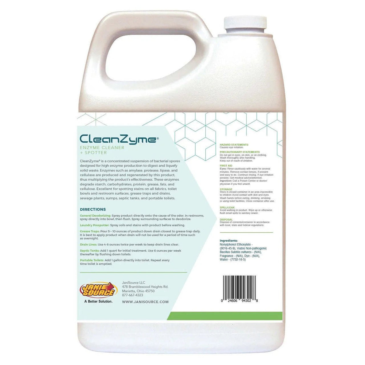 CleanZyme:  Enzyme Cleaner, Spotter & Odor Remover - Gallon